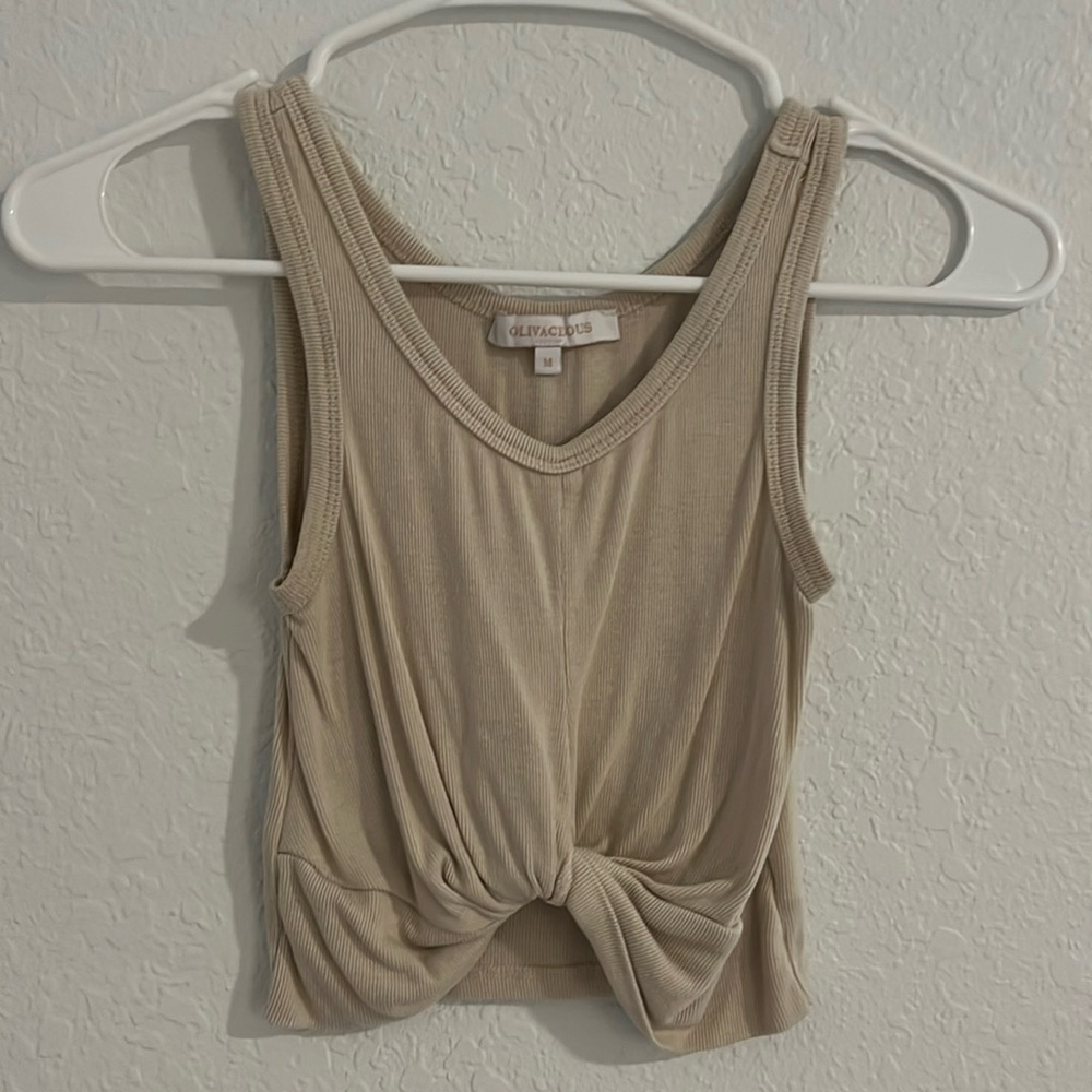 Olivaceous Knotted Crop Top